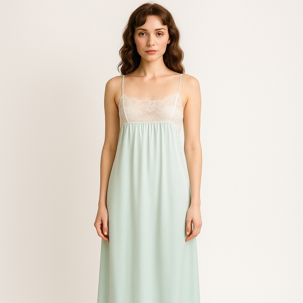 Vintage Van Raalte Blue Lingerie Slip Dress Size M